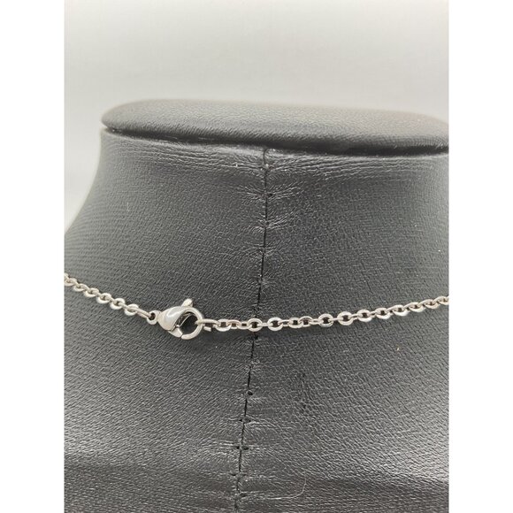 Silver Tone Cable Chain Necklace Lobster Clasp - Picture 3 of 4